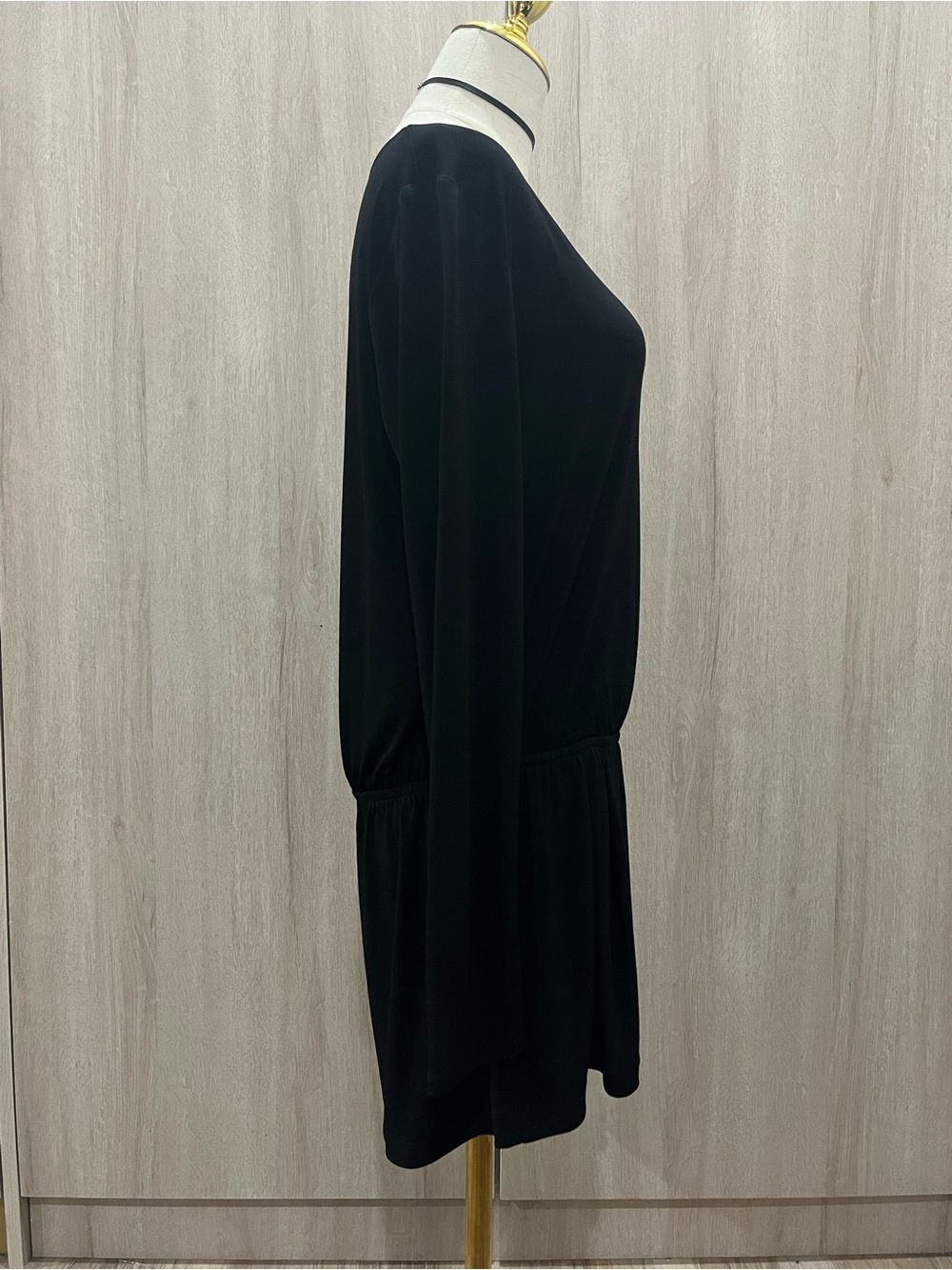 BCBGeneration Black Long Sleeve Surplice Romper - Picture 4 of 6